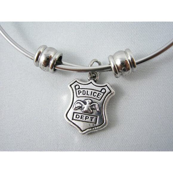 Police Dept Officer Detective Constable Badge Bangle Jewelry - Picture 2 of 5